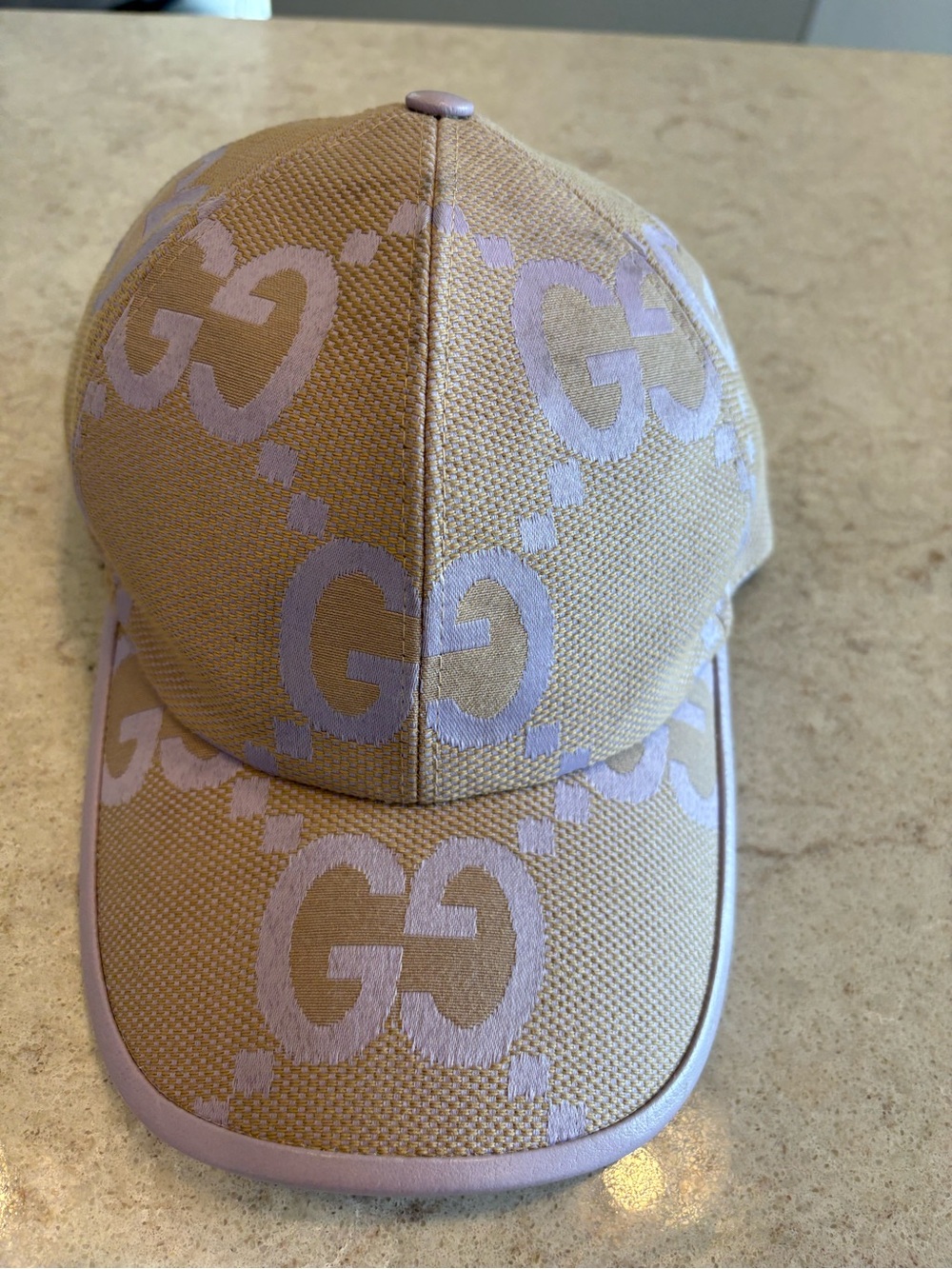 Gucci Beige and Lavender GG Canvas Baseball Cap